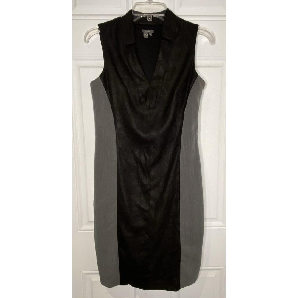 Muse Women's Size 6 Sleeveless Black & Gray Faux Suede Dress